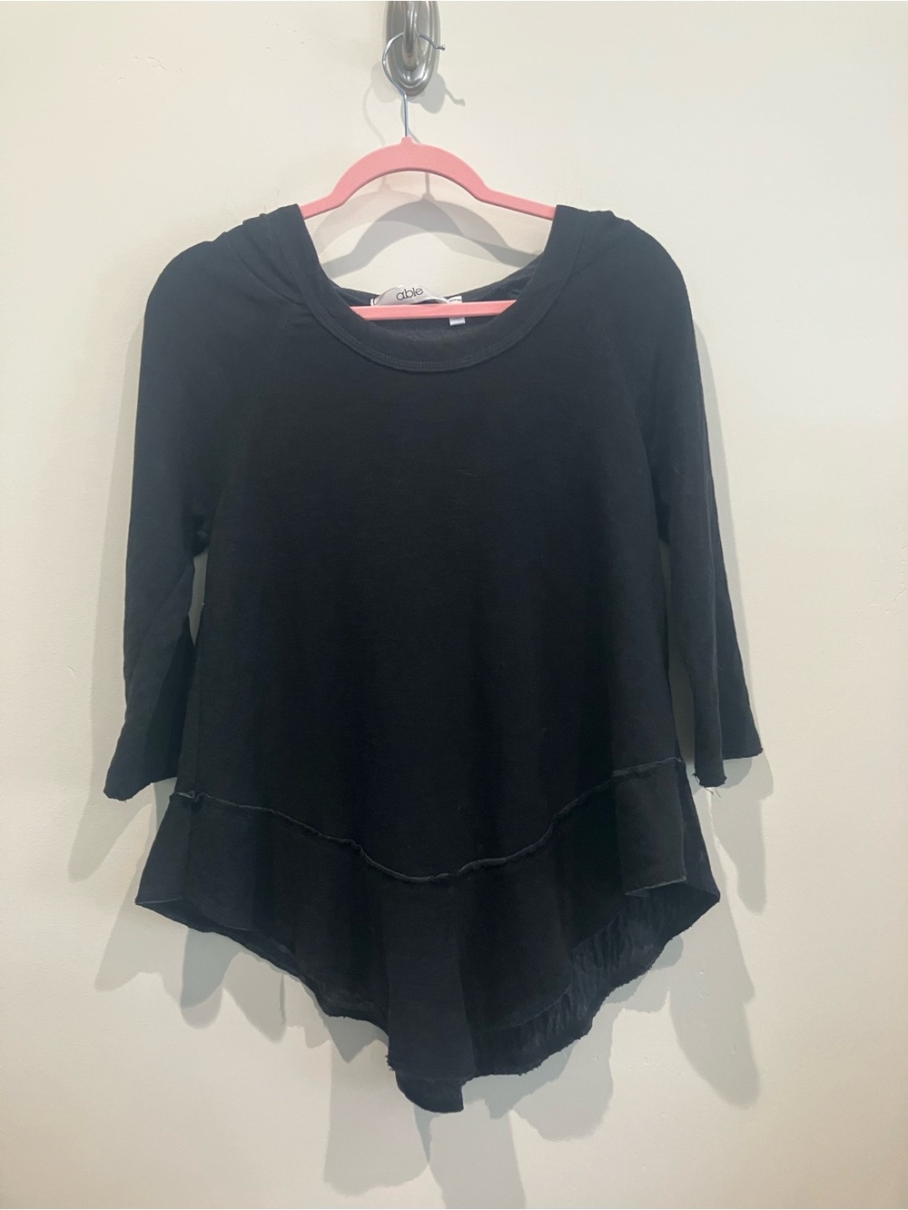 Able Black Asymmetrical Hem Long Sleeve Tunic